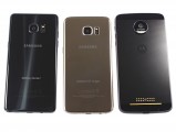 Left to right: Samsung Galaxy Note7, Galaxy S7 edge, and Moto Z Force - Moto Z Force Droid Edition Review