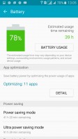 The battery info screen in the Smart Manager - Samsung Galaxy A5 (2016) review