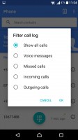 Call log filtering - Sony Xperia X Performance review
