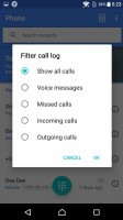 Call log filtering - Sony Xperia X review