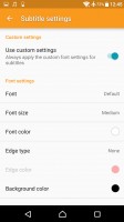Subtitle settings - Sony Xperia XA Ultra review