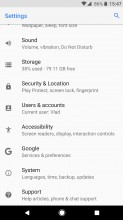 Reorganized Settings, with 'Advanced' drop down in some places - Android 8.0 Oreo review