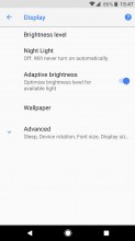 Reorganized Settings, with 'Advanced' drop down in some places - Android 8.0 Oreo review