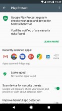 Google Play Protect is in Settings > Security & Location - Android 8.0 Oreo review