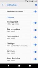 Individually toggleable notification categories for Google Allo - Android 8.0 Oreo review