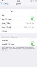 iPhone 8 Plus camera app: Settings - Apple iPhone 8 Plus vs. Samsung Galaxy Note8