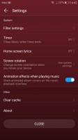 Audio player settings - Huawei P10 Plus review