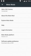 Moto mods toggle and settings menu - Motorola Moto Z2 Play review