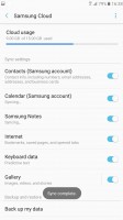 Selecting what to sync to Samsung Cloud - Samsung Galaxy A7 (2017) review