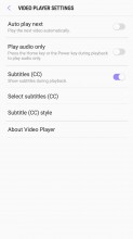 Video player: Settings - Samsung Galaxy J7 (2017) review