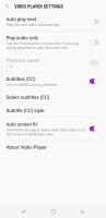 Video player: Settings - Samsung Galaxy S8+review