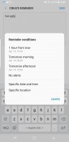 Reminder offers time and location based conditions - Samsung Galaxy S8+review