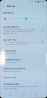 Settings: Display (note the resolution) - Samsung Galaxy S8 Preview