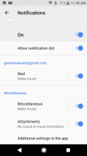 Gmail notification channels - Sony Xperia XZ1 review