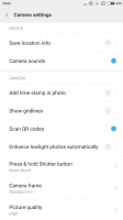 MIUI camera interface: Settings - Xiaomi Redmi Note 4 Snapdragon review