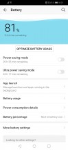 Battery settings - Huawei Honor 10 Lite review