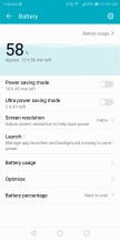 Battery settings - Huawei Honor View 10 review