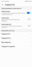 Fingerprint settings - Huawei P20 review