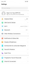 Settings menu and display menu - Oppo RX17 Pro review