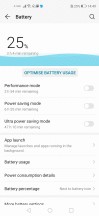Battery menu and options - Honor 20 review