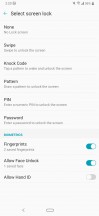 Screen lock settings including Hand ID and Face Unlock - LG G8 Thinq review