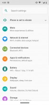 Settings menu - Motorola Moto G7 Plus review