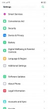 General settings menu - Realme X2 Pro review