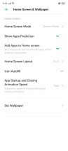 Home screen settings and biometrics menu - Realme X2 Pro review