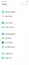 General settings menu and home screen settings - Realme X2 review