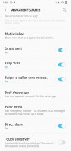 Advanced features menu and split-screen view - Samsung Galaxy M10 review