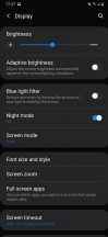 Display settings and gesture navigation options - Samsung Galaxy M30s review