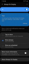 General settings menu, always-on and FaceWidgets - Samsung Galaxy M30s review