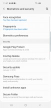 Security settings - Samsung Galaxy S10 review