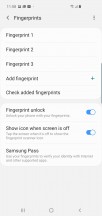 Fingerprint settings - Samsung Galaxy S10 review