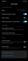 General settings menu, display settings, lock screen, notch and status bar - Xiaomi Redmi Note 8 Pro review
