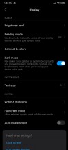 General settings menu, display settings, lock screen, notch and status bar - Xiaomi Redmi Note 8 Pro review