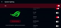 System Lighting settings - ROG Phone 3 review