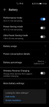 Battery settings menu - Honor 30 Pro+ review