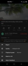 YouTube HDR options - Infinix Zero 8 review