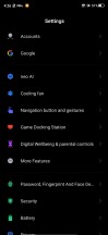 Home screen, recent apps and general settings menu - nubia Red Magic 5S review