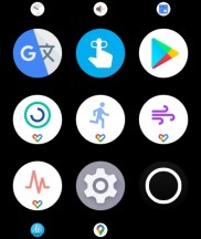 Oppo ColorOS-style app drawer vs standard Wear OS carousel - Oppo Watch review