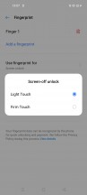 Fingerprint setup and settings - Realme 7 5G review