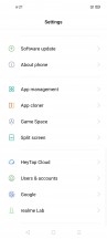 Screenshots from the home screen, app drawer and general settings menu - Realme 7 hands-on review