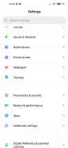 General settings menu - Xiaomi Redmi Note 9 review