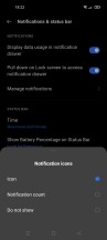 Notifications and status bar settings - Realme 8s 5G review