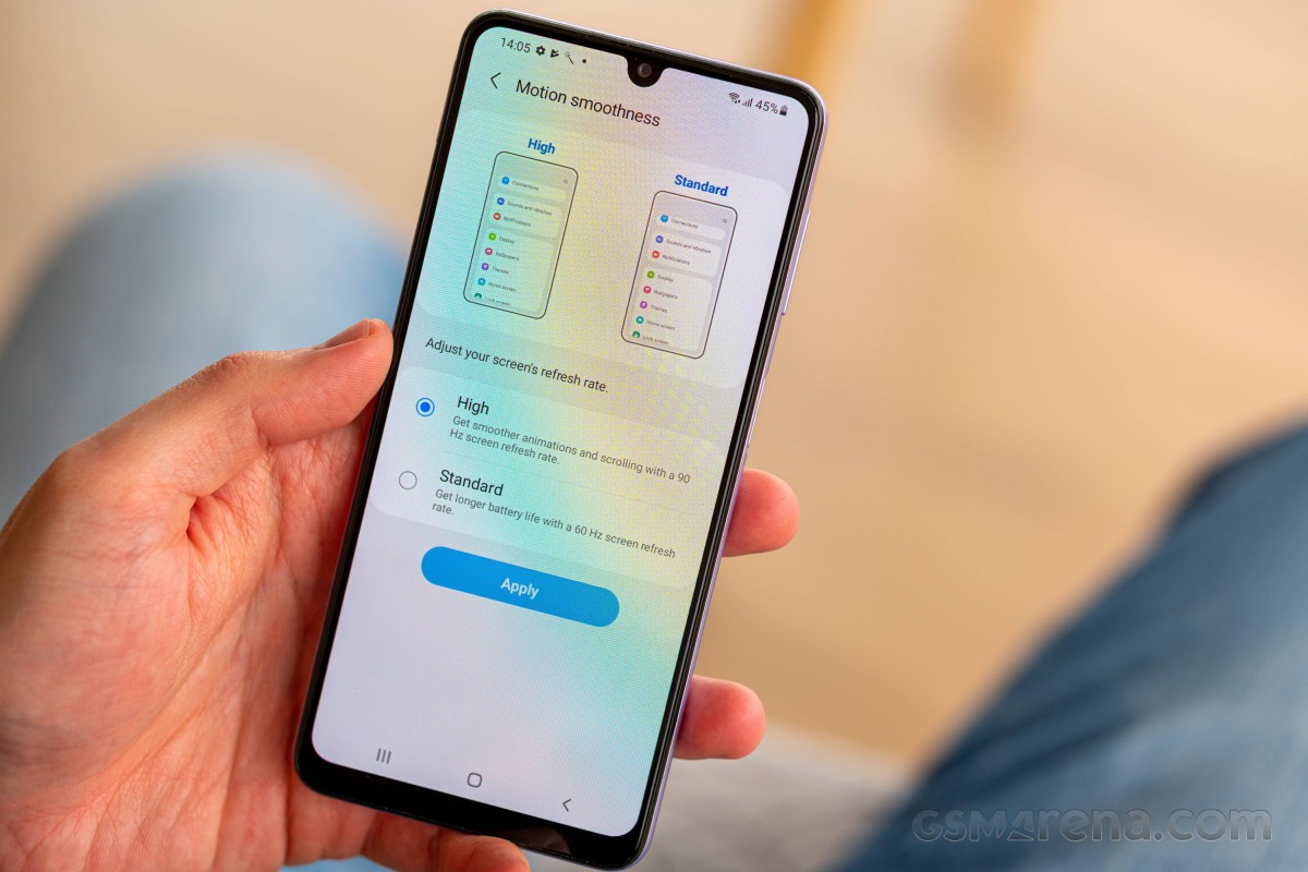 samsung a22 display refresh rate