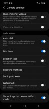 Camera settings - Samsung Galaxy A52 review