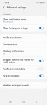 Notifications, quick toggles and notification history - Samsung Galaxy A72 review