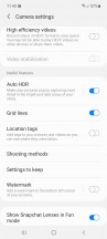 Camera app settings - Samsung Galaxy A72 review