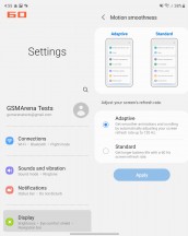 Display Motion smoothness settings - Samsung Galaxy Z Fold3 5G review